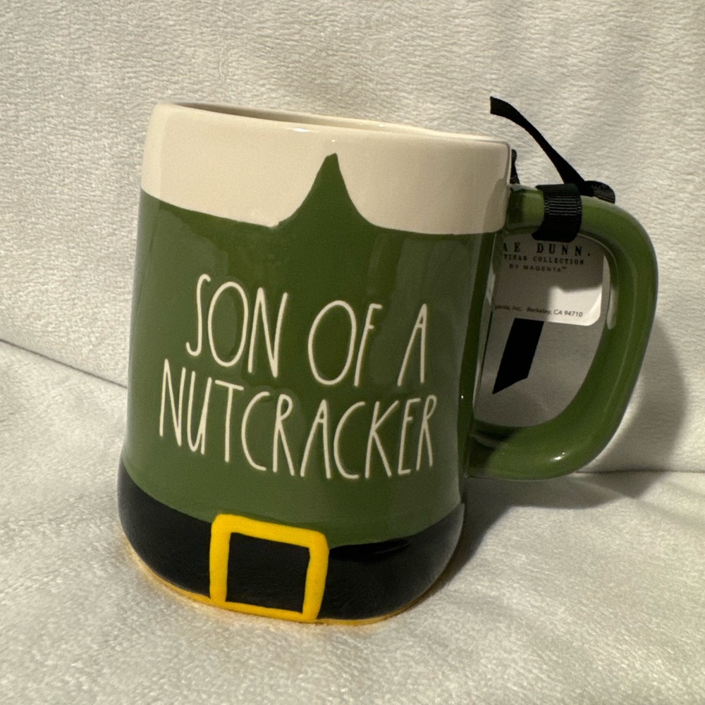 NEW Rae Dunn Elf Mug “Son of A Nutcracker” Green White NWT Christmas Gift